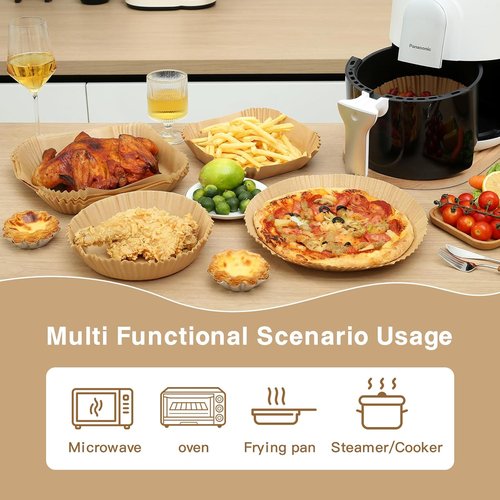 Air Fryer Liners - 100PCS Non-Stick Parchment Paper for 3-5QT Air Fryers | Easy Cleanup (Round, 6.5IN)
