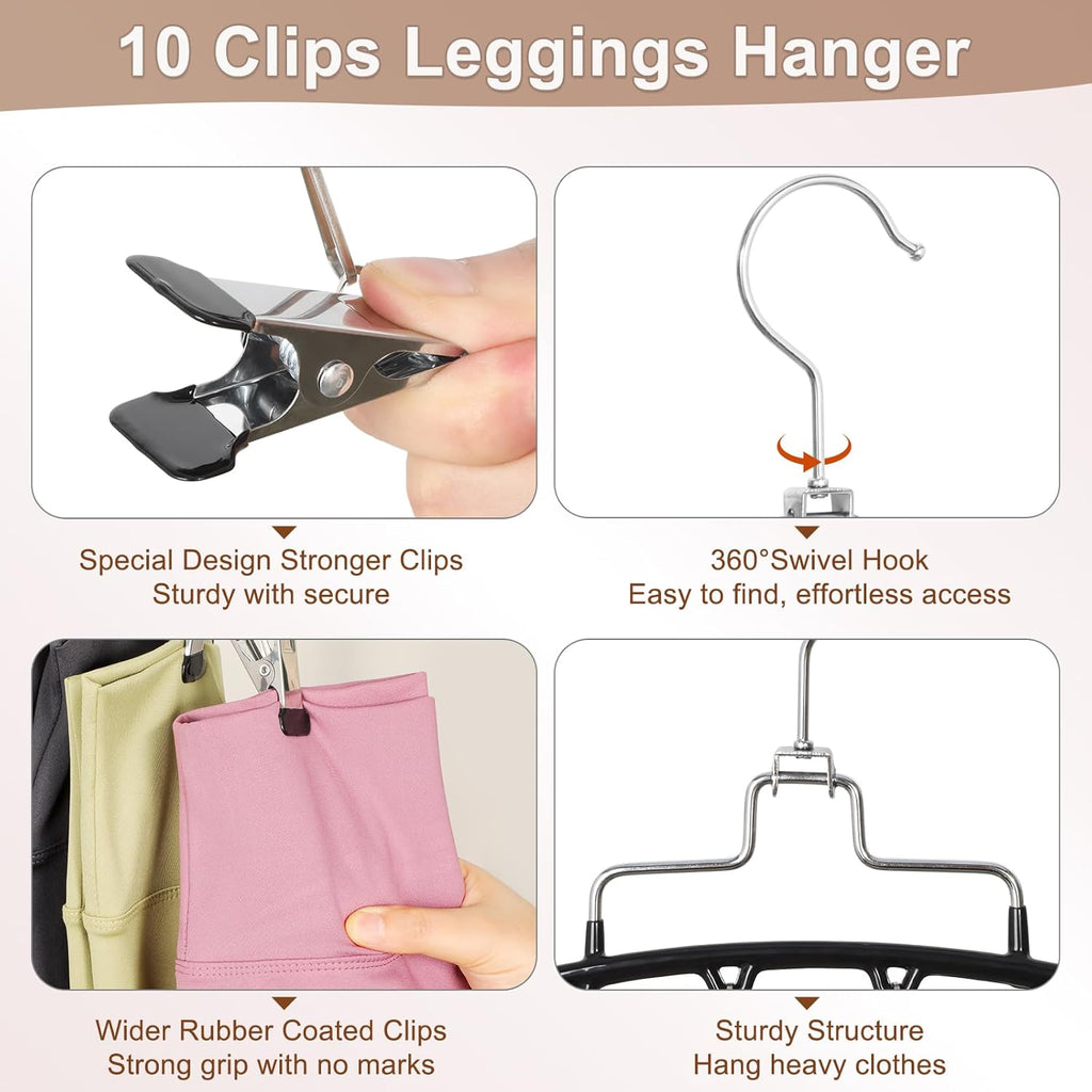 TOPIA HANGER Gym Clothes Organizer - 4 Pack Space-Saving Hangers for Tank Tops & Leggings | Black CT78B