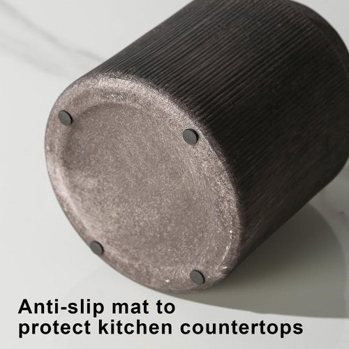 ATLZBLTCI Farmhouse Ceramic Farmhouse Kitchen Utensil Holder for Countertop, Rustic Cooking Utensil Holder Crock Fit for Kitchen Counter. 6.1 x 6.1 x 7 IN
