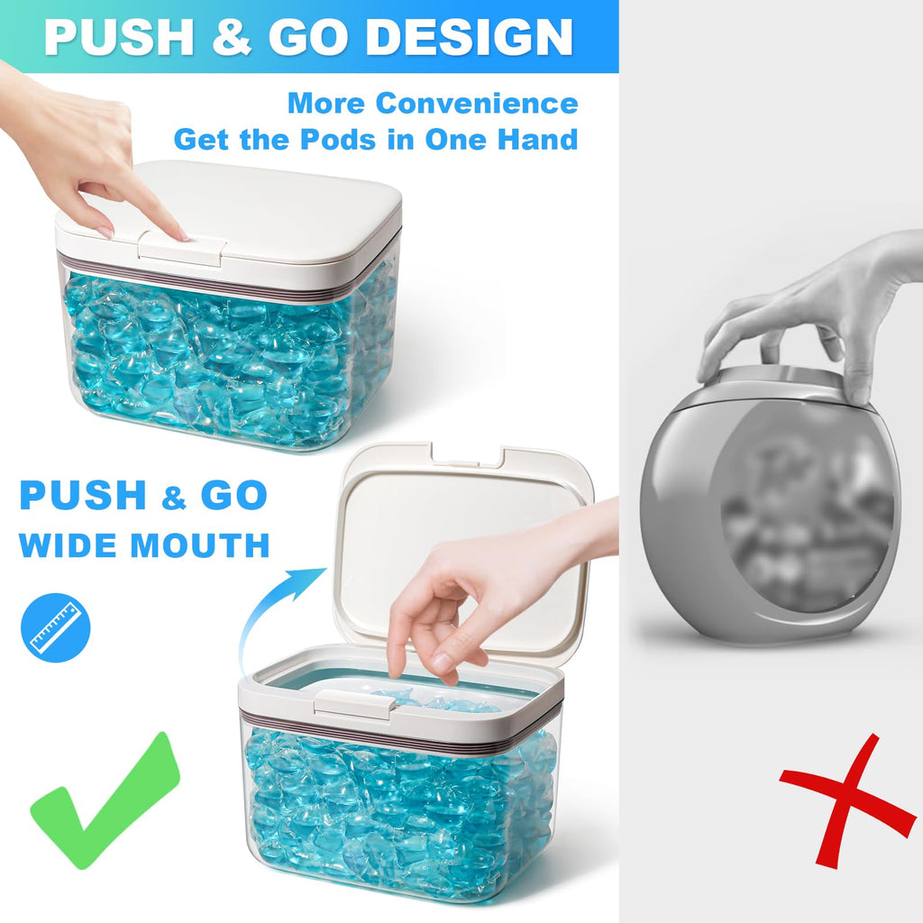 ALPIRIRAL 3 Pack Laundry Pods Container, Holder Dispenser for Laundry Room Organization Decor, for Storage, Dishwasher Pods, Scent Booster, Dryer Sheet, 152+94+67fl oz with Lids, Scoops & Labels