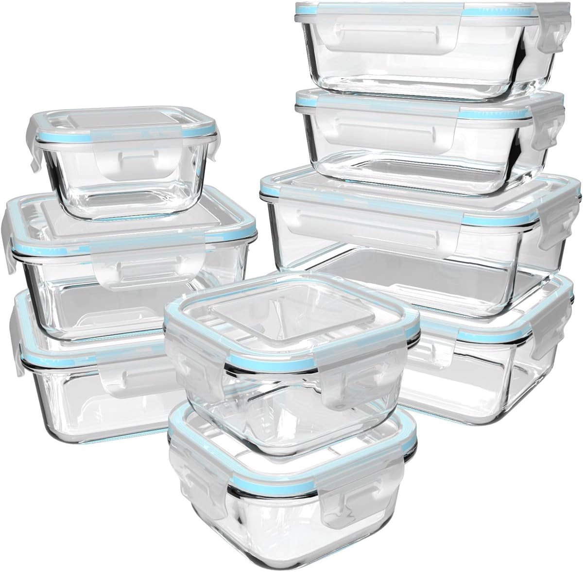 S Salient 18-Piece Glass Food Storage Containers - BPA-Free & Leak-Proof Meal Prep Set | Includes 9 Lids & 9 Containers