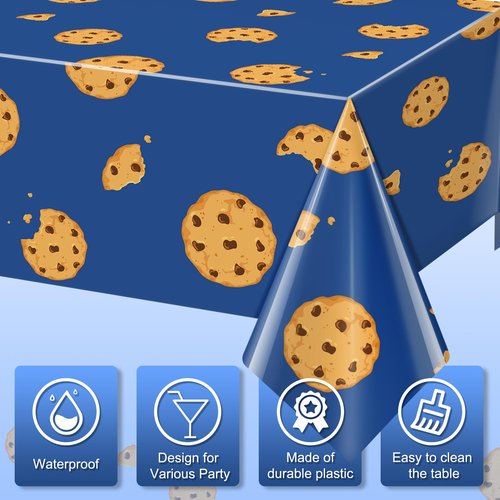 KEASKELL 3Pcs Cookie Monster Birthday Party Tablecloth Decorations,Blue Plastic Table Cover Disposable Rectangle Table Cloth for Baby Shower Kids Boy Birthday Party Supplies,54x108 Inch