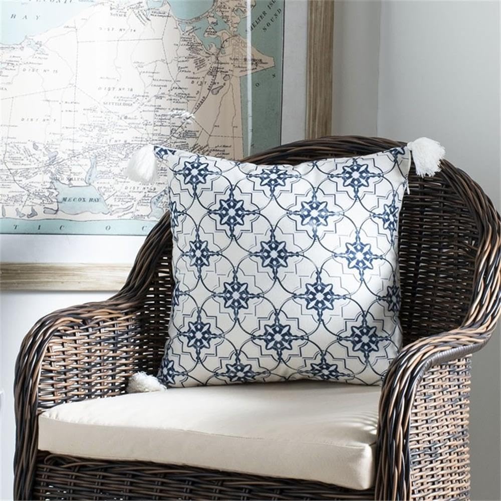 Safavieh Home Collection Mariella White and Blue (16" x 16") Pillow