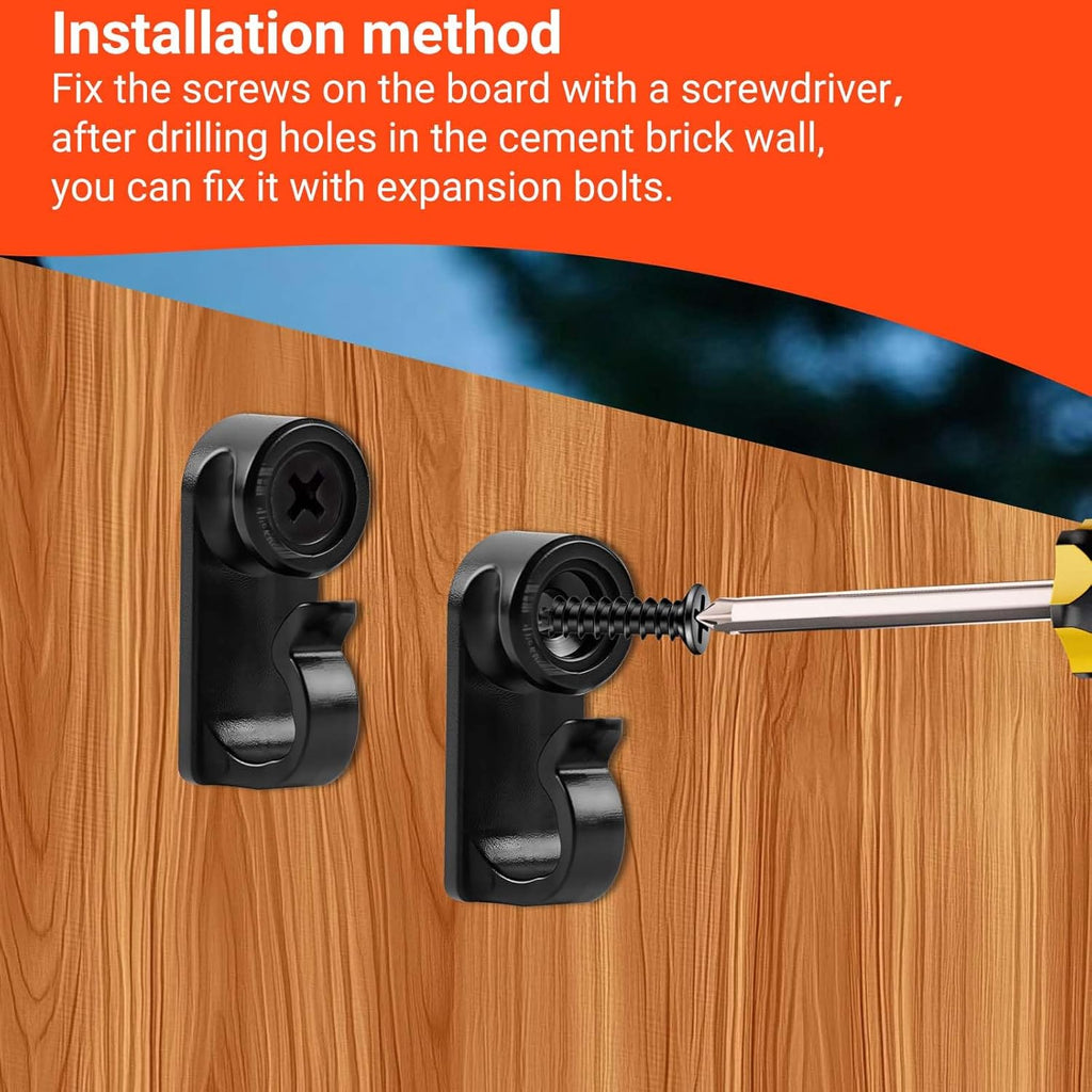 Skiennix String Light Hooks - Weatherproof Screw-In Clips for Outdoor Christmas Lights | 60 Pack (Black)