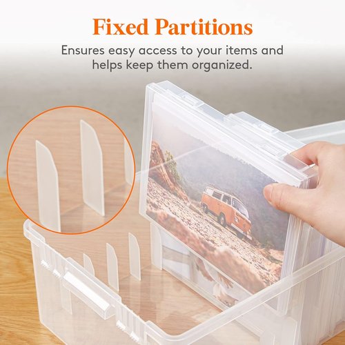 Lifewit Photo Storage Set - 9 Pcs 5"x7" Inner Photo Boxes & 11"x8.5" Transport Case | Clear Craft Organizer with Labels