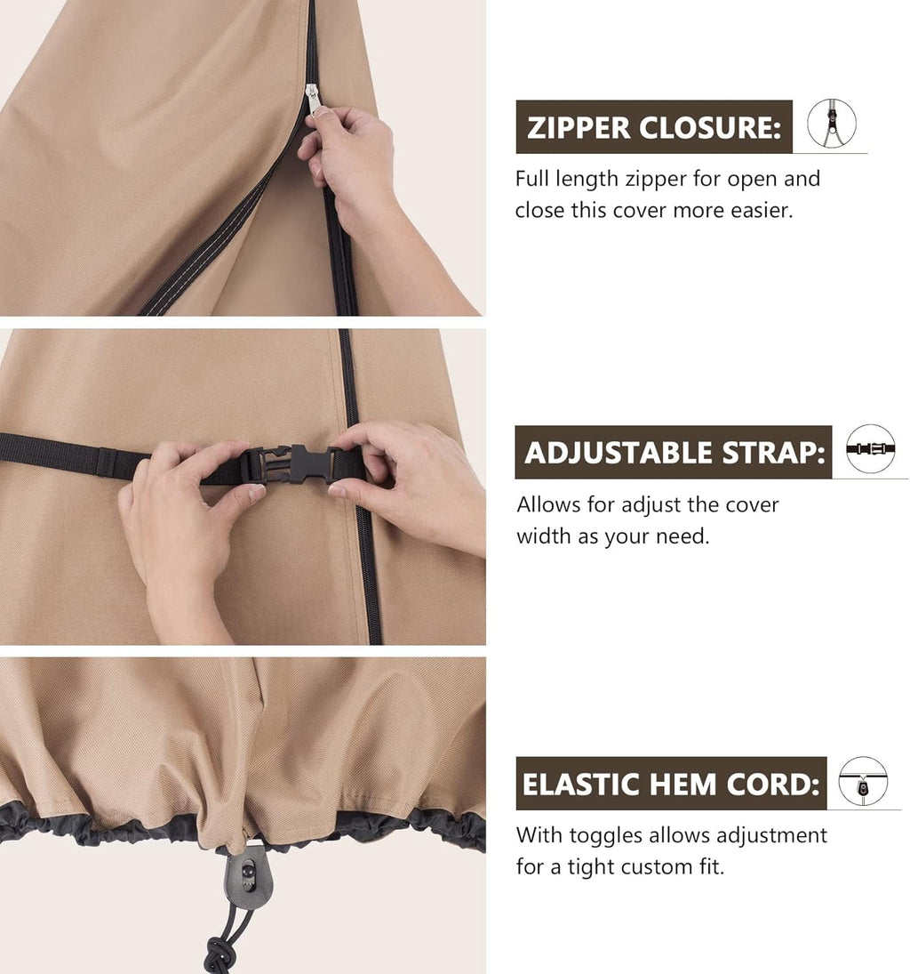 ULTCOVER Patio Umbrella Cover - 600D Waterproof Protection for 7.5-11.5 Feet Offset Umbrellas