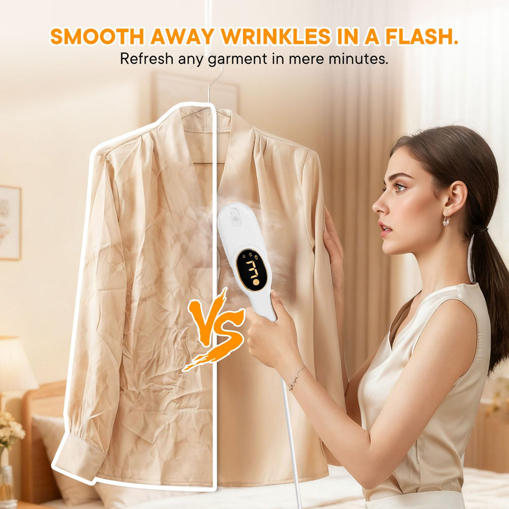Smart Travel Steamer for Clothes, 1200W Handheld mini travel Steam All-in-One Portable Steamer Iron with LCD Display, 3 Steam Modes & 5s Fast Heat-up, Garment Steamer for Travel, Home, and Office