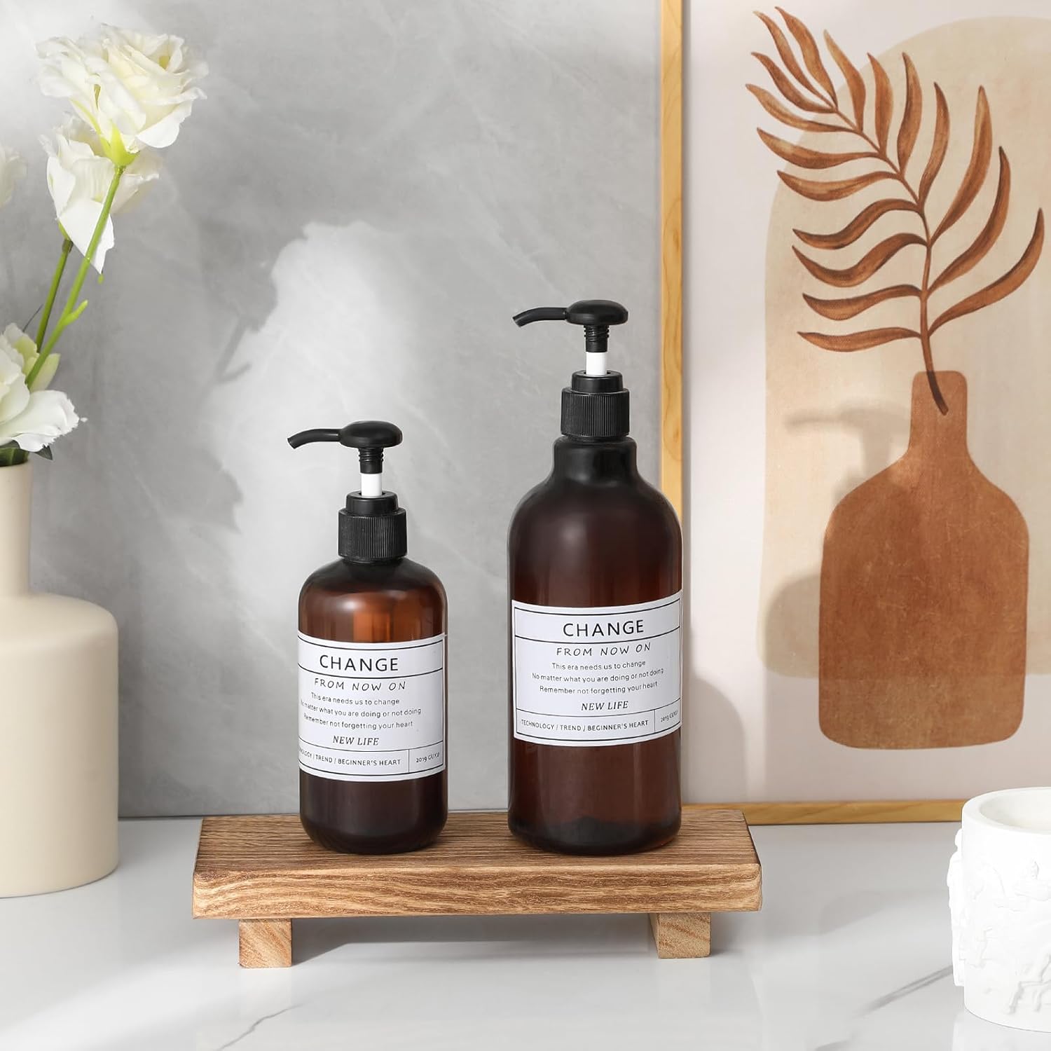 Zoocatia Small Wooden Tray Stand - Farmhouse Bathroom Decor & Kitchen Soap Dish Holder | Brown