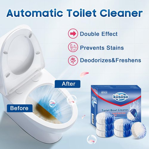 KIISIISO Toilet Bowl Cleaners 40 PACK, Long-Lasting Toilet Bowl Cleaner Tablets with Sustained-Release Technology Against Tough Stains,Automatic Toilet Cleaner for Deodorizing & Descaling