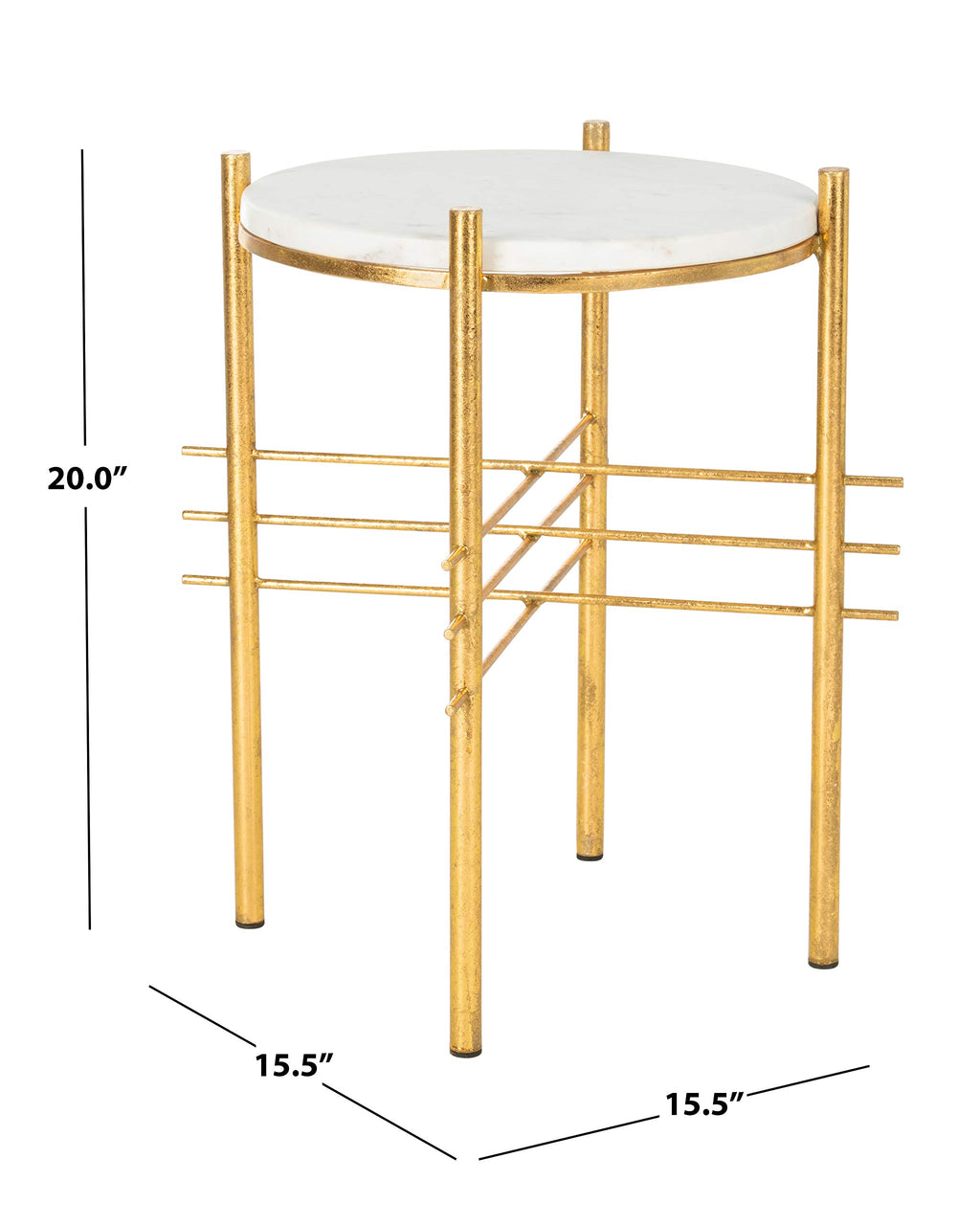 Safavieh Home Jenesis White Marble and Gold Round Accent Table