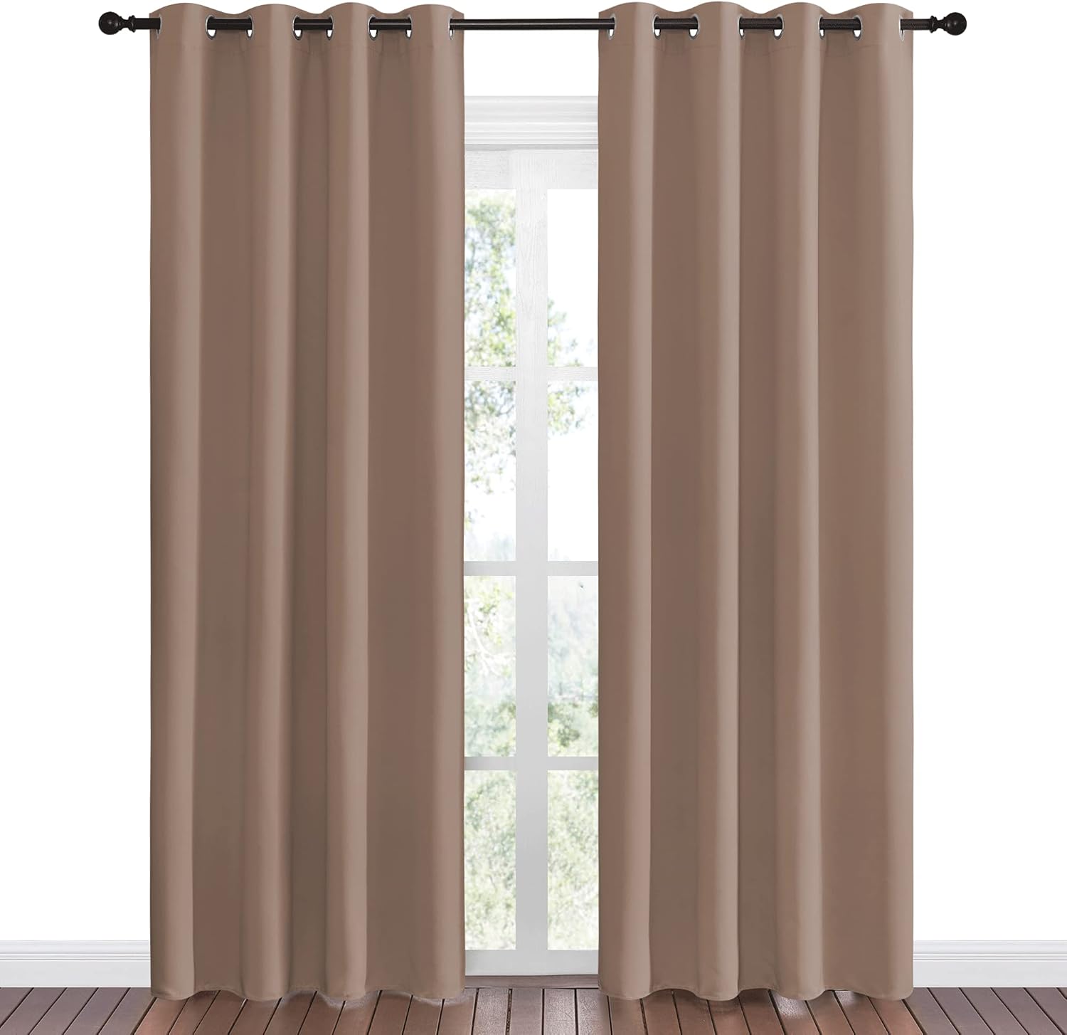 NICETOWN Blackout Curtains - Thermal Insulated Grommet Drapes for Bedroom | Set of 2 Panels, 55 x 86 Inch, Cappuccino