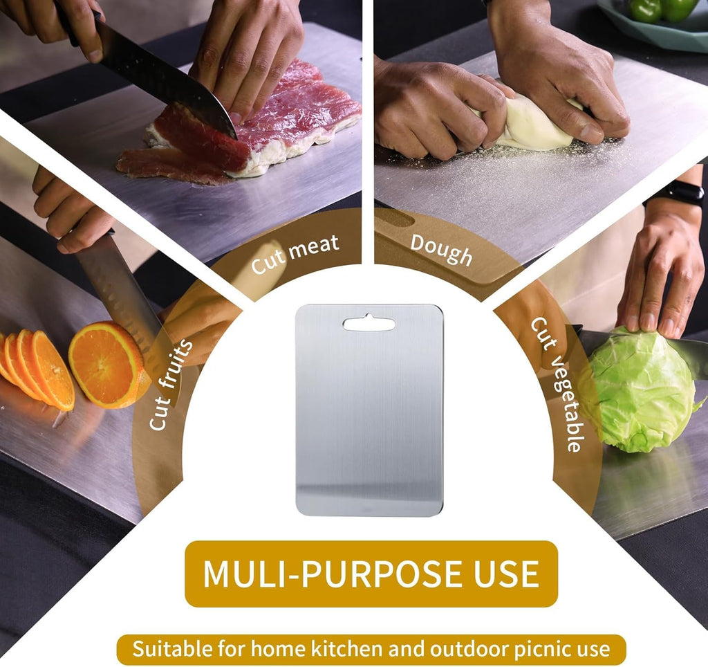 Titanium Cutting Board, 100% Pure Titanium Cutting Boards for Kitchen, Upgrade Hygiene & Durability Food-Grade Cutting Boards for Meat Fruit & Vegetable(12"L x 9"W)