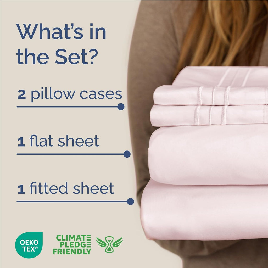 Skiennix Full Size 4 Piece Sheet Set - Comfy Cooling Bed Sheets - Luxury Lavender Pink Bedding with Deep Pockets