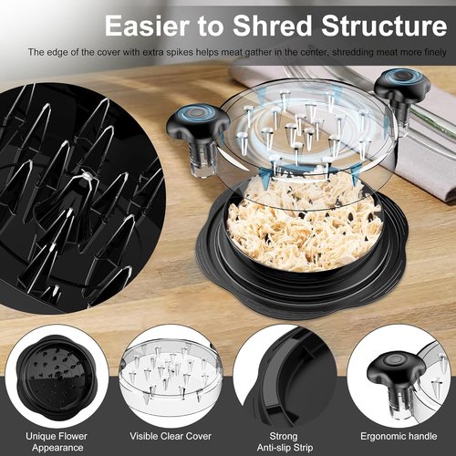 Chicken Shredder Tool - Large BPA-Free Meat Shredder with Anti-Slip Base & Cleaning Brush