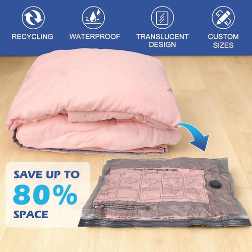 Fantictas Travel Vacuum Storage Bags - 18 Pack with Rechargeable Air Pump | Portable Compression Bags for Clothing & Bedding