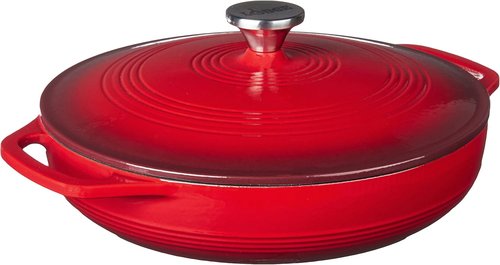 Lodge Essential Enamel Braiser - Induction-Safe & PFAS-Free Cookware - 3.5 Quart, Island Spice Red