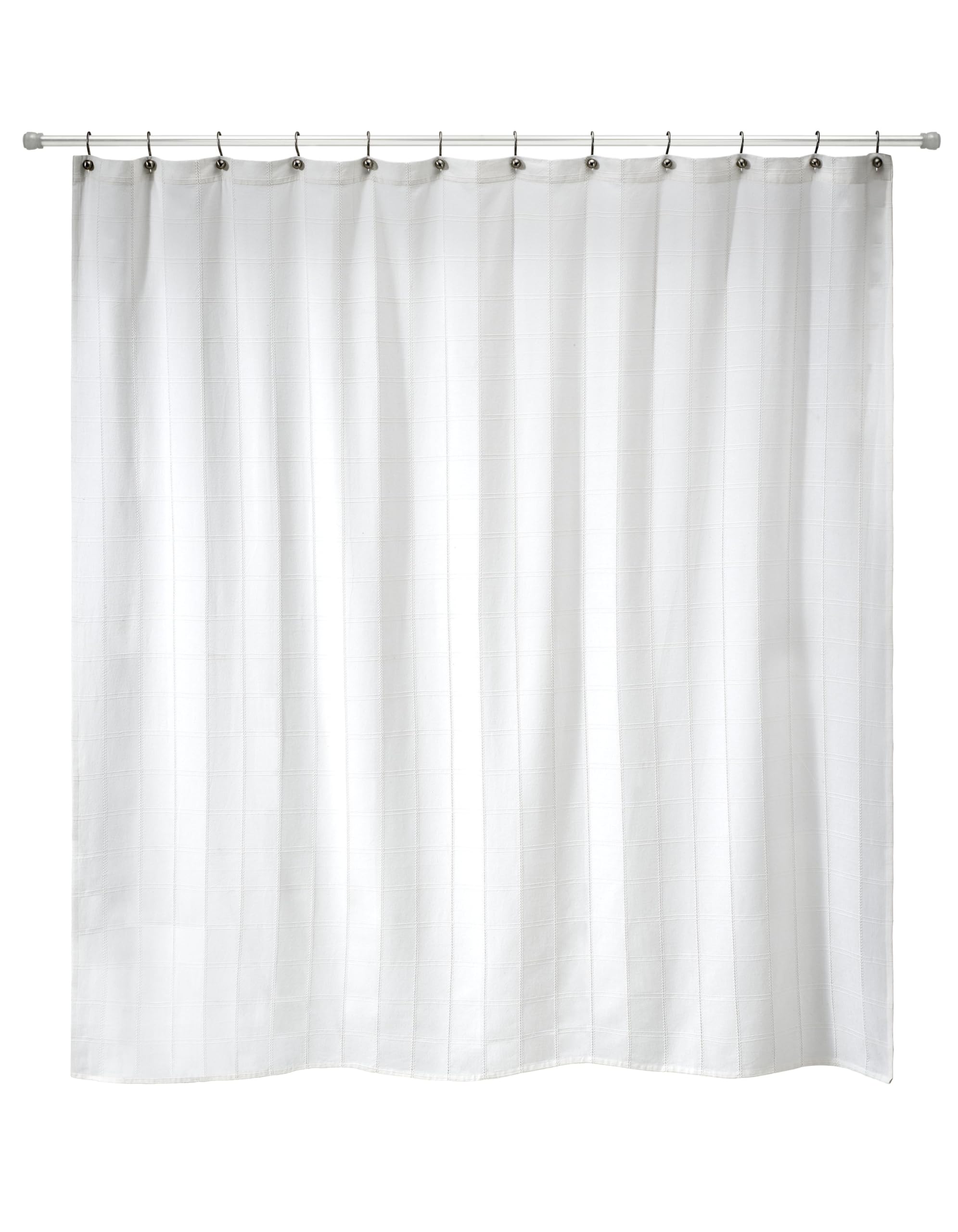 Izod - Shower Curtain, Twill Fabric Curtain, Plaid Design Bath Decor, Dorm Room Essentials (Chadwick White, 72")