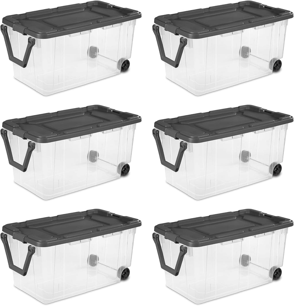 Sterilite 6-Pack Modular Stacker Box | Durable Clear Plastic Storage Bins - 160 Quart Organizing Solution for Home & Office