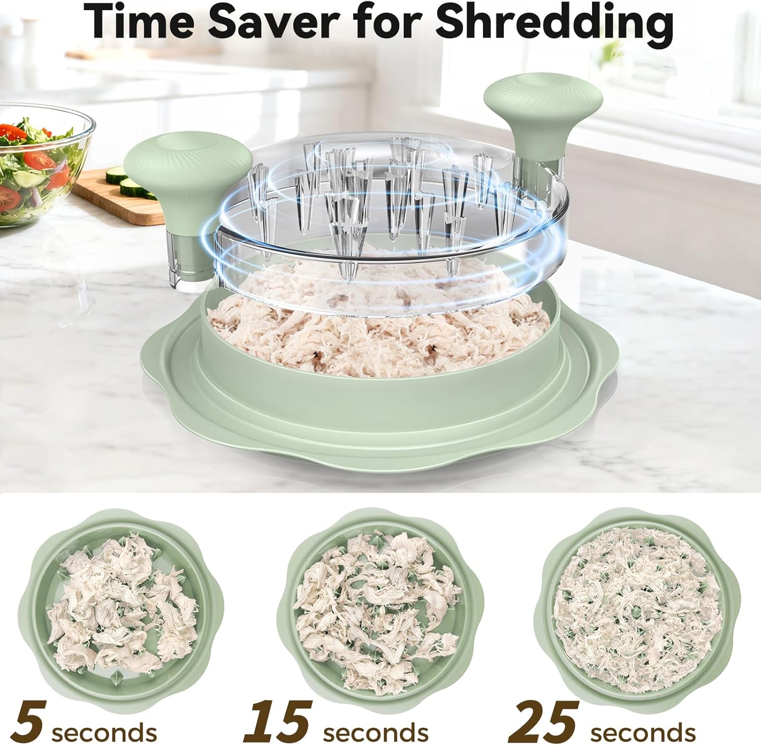 Ukeetap 10" Pro Chicken Shredder Tool - BPA-Free, Ergonomic Design, Anti-Slip Base | Green