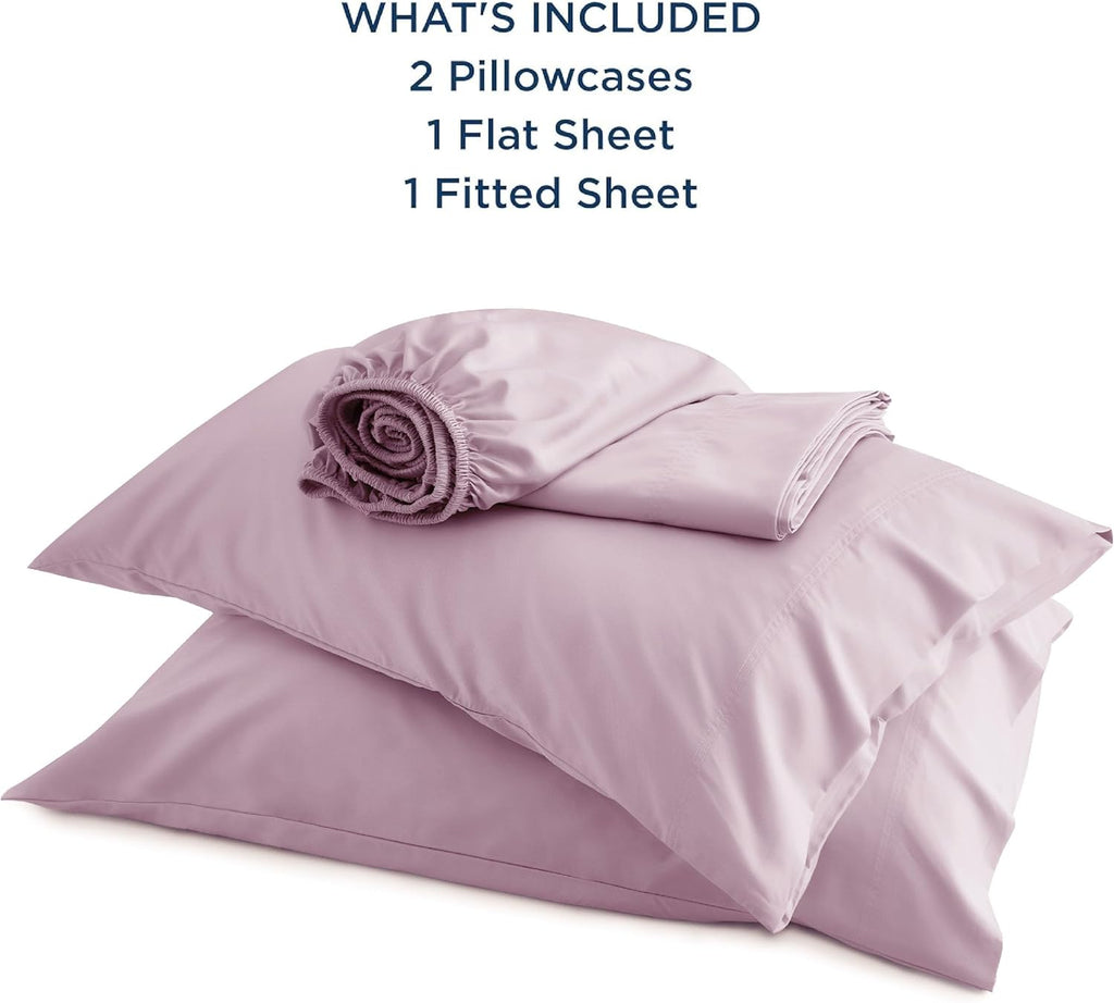 Bedsure Cooling Bed Sheets - Breathable Rayon from Bamboo | Soft Luxury Bedding, Full Size, Lavender