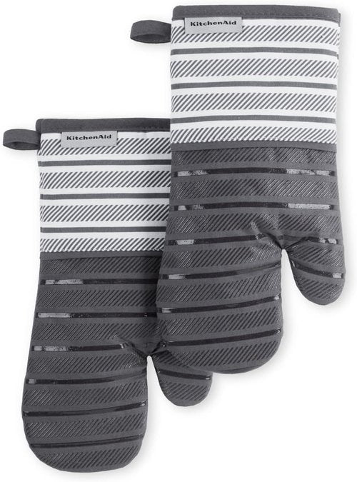 KitchenAid Oven Mitt Set - 2-Pack Charcoal Grey, 7"x13" for Ultimate Heat Protection