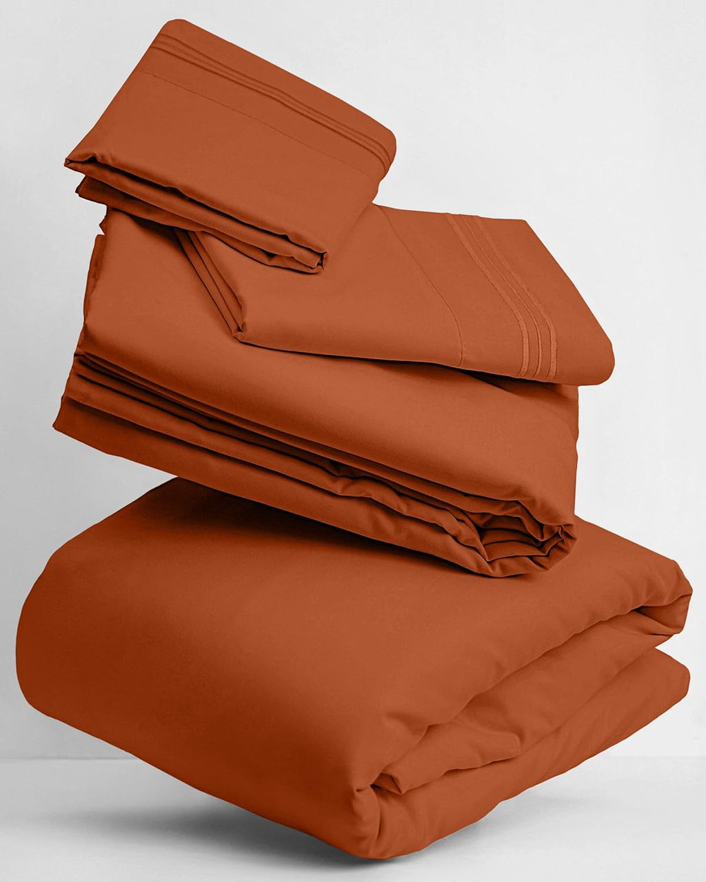 Mellanni Twin Sheets Set - 3 PC Hotel Luxury Bedding | Extra Soft, Cooling, Wrinkle & Stain Resistant (Twin, Terracotta)