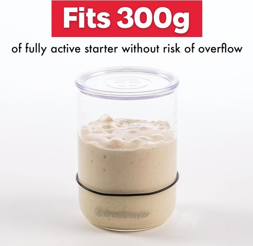 Brod & Taylor Sourdough Starter Jar - 32oz Dishwasher Safe Glass with Measurement Markings & Height Marker