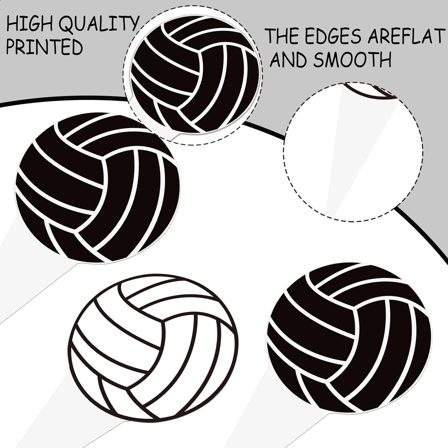 Volleyball Cupcake Toppers by [Brand Name] - 48PCS Black & White Cake Decorations for Sports Parties