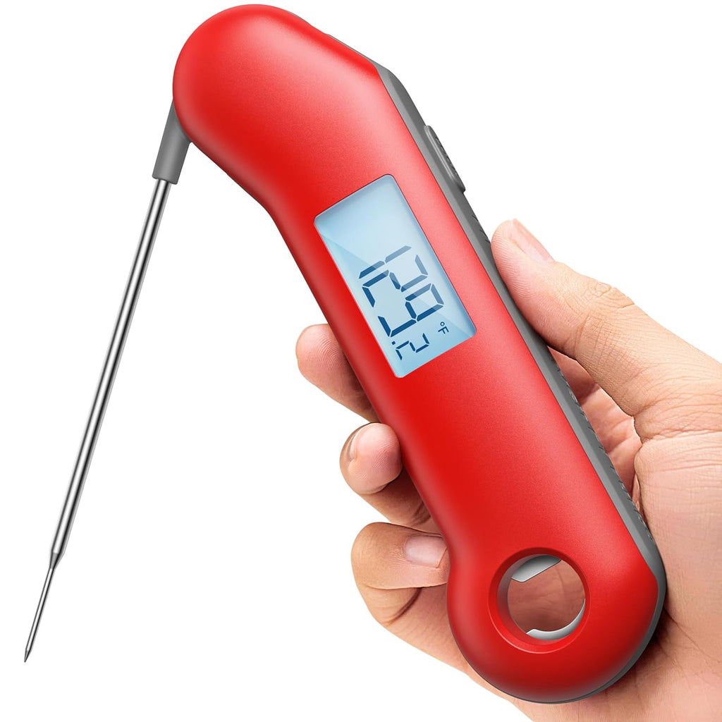 ThermoMaven Digital Meat Thermometer - Instant Read in 0.5 Sec, NIST Certified Accuracy, Waterproof Probe | Red & Gray