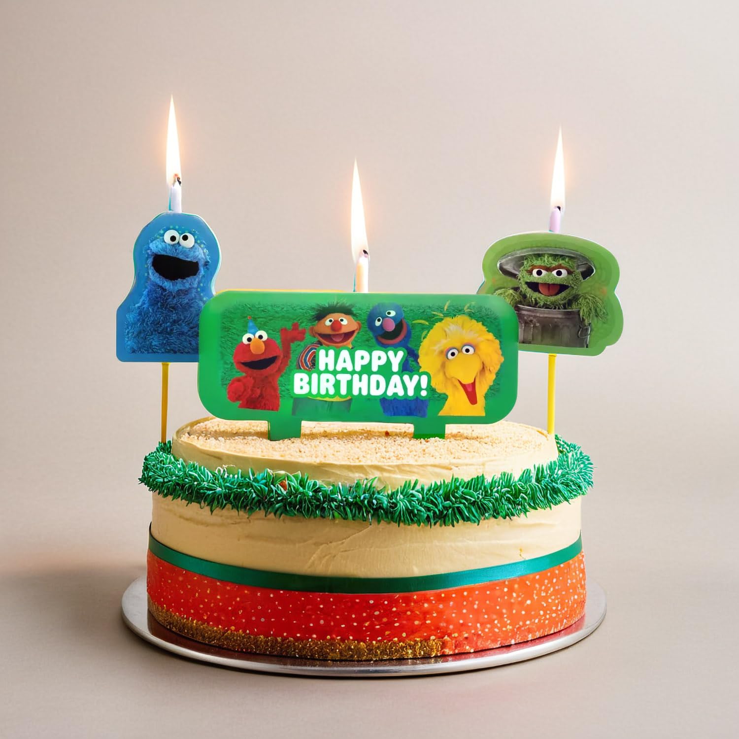 Multicolor Everyday Sesame Street Birthday Candle Set - 1.3"-2.3", 4-Piece Set - Perfect Cake Toppers for Fun & Vibrant Celebrations
