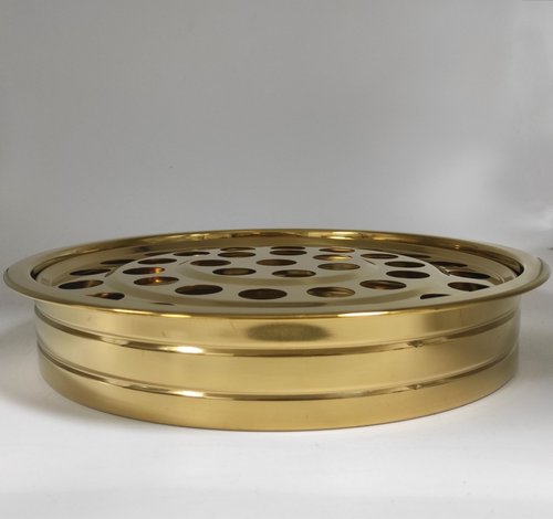 Communion Holy Wine Serving Cup Tray with Cover, Stainless Steel Brass Color Communion Tray Set with 160pcs Disposable Cups for Churches Supplies