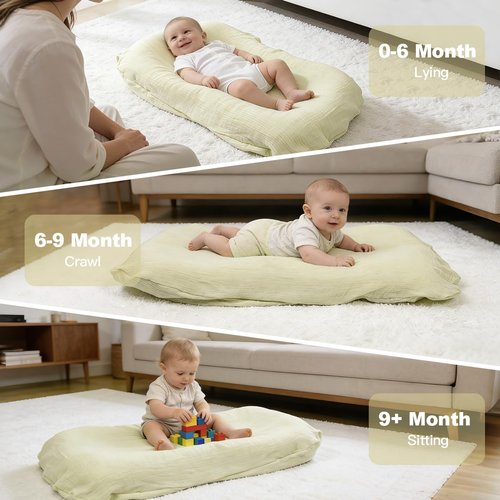 Kelly Infant Support Cushion - Portable Baby Tummy Time Mat for Newborns 0-24 Months, Soft Cotton Cover Included