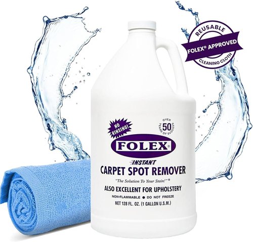 FOLEX Instant Carpet Spot Remover - 128 oz Powerful Stain Eliminator for Carpets & Upholstery | Includes Reusable Cleaning Cloth