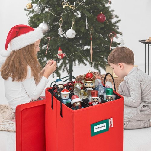 Christmas Nutcracker Storage Box | Collectible Organizer for 9-16" Tall Nutcrackers & Ornaments - Adjustable Dividers