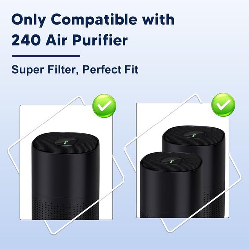 240 Replacement Filter - 3-in-1 High-Efficiency Air Purifier Filter with Activated Carbon | 2 Pack, White