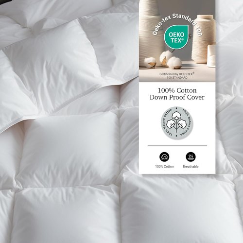 Hotel Grand Luxury White Goose Down Comforter - King Size 106x90 Inch | Fluffy All-Season Bedding with 8 Corner Loops