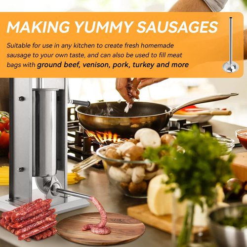 10mm Stainless Steel Sausage Stuffing Tube, Sausage Stuffer Funnels for #5 Sausage Stuffers,10mm Stuffing Horn Fit for Hakka, Lem and Other Brands Manual/Electric Sausage Stuffer