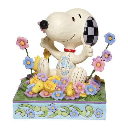 Enesco Peanuts by Jim Shore Snoopy in Flowers Figurine, 4.75 Inch, Multicolor