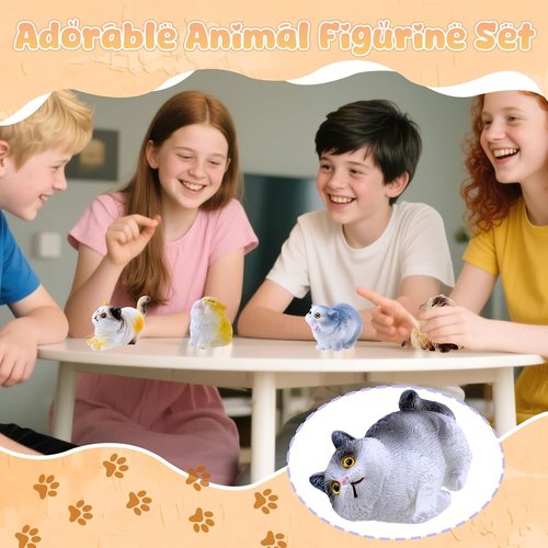 Exasinine Miniature Cat Figurines - 12 Cute Kittens for Fairy Garden & DIY Terrarium Decor