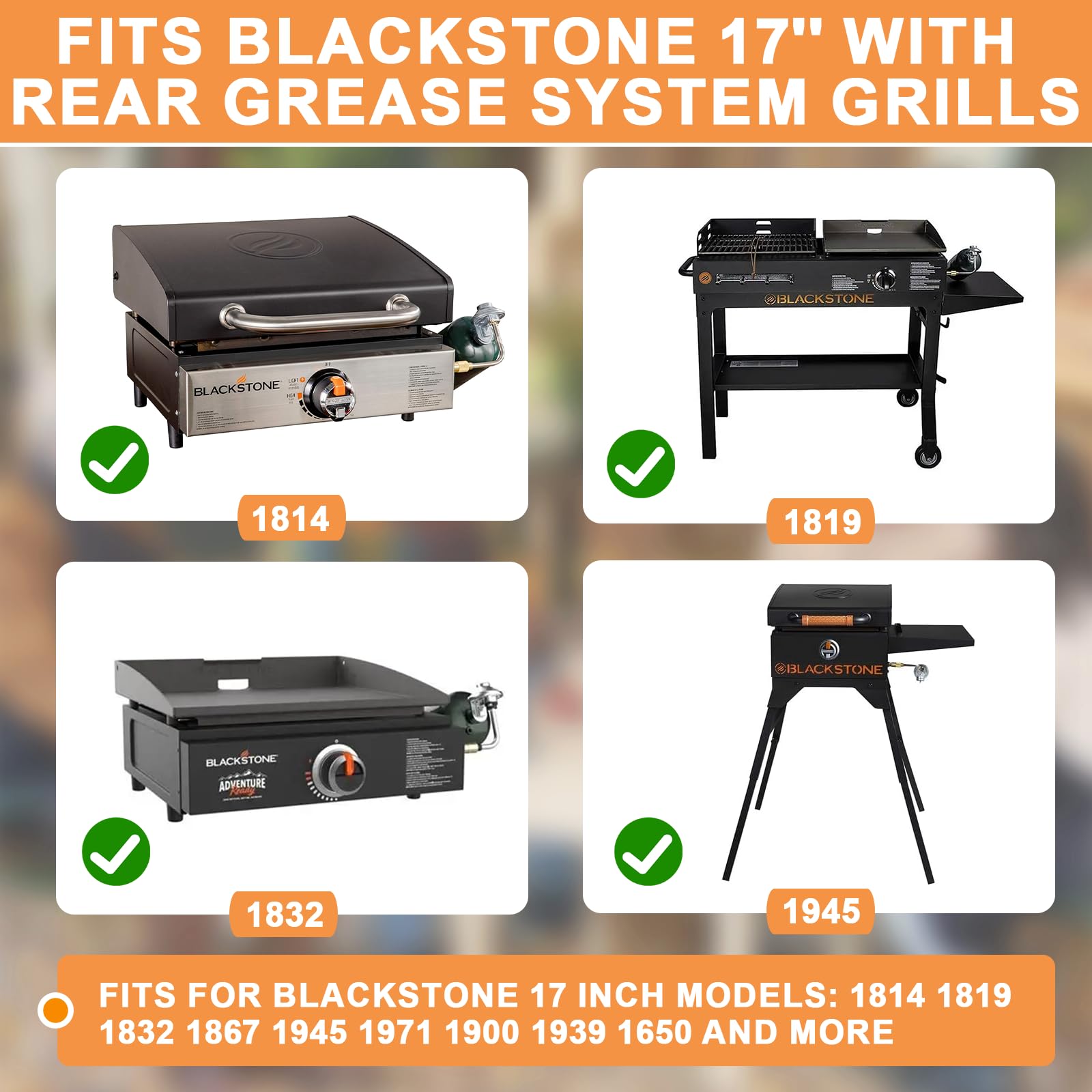 Upgrade Griddle Top Replacement for Blackstone 17" TableTop Griddle w/Rear Grease System, Flat Top Griddle for Blackstone Accessories 1814 1819 Adventure Ready 1832 1971, Heavy-duty Steel Grill Plate