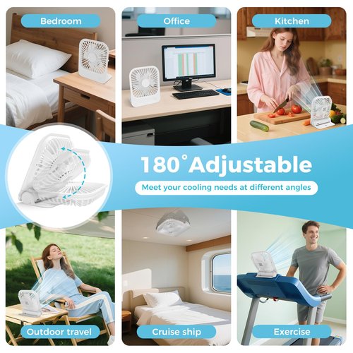 HYTWEDO Magnetic Cruise Ship Approved Fan with Ultra-Thin Design, 1200mAh Rechargeable Battery Operated Portable Fan with 4 Speeds, Magnetically Sticks on Cabin Ceilings and Walls