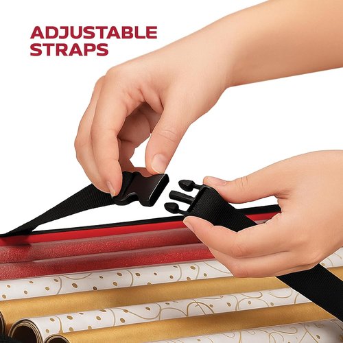 Christmas Wrapping Paper Organizer by [Brand Name] - Storage Bag with Straps & Pockets | Fits Up to 24 Rolls, Black