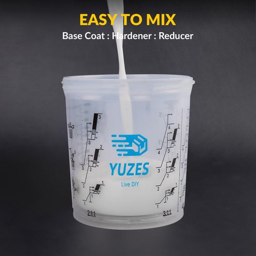 YUZES Disposable Paint Gun Cups 20 Ounce(600ML), 40 Disposable Paint Cups Liners and Lid, 2 Hard Cup with Retainer Ring, 20 Plugs, PTFE Tape, Stirrer, 2 Spray Gun Adapter, for Mix, Spray, Store Paint