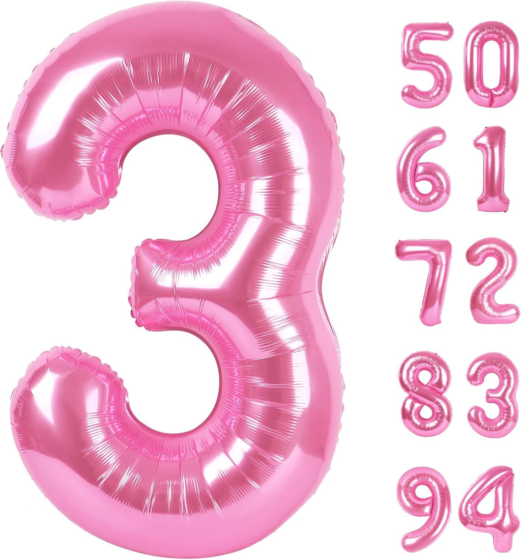 Number 3 Balloon - 40 Inch Pink Birthday Decoration for Kids & Girls' Parties