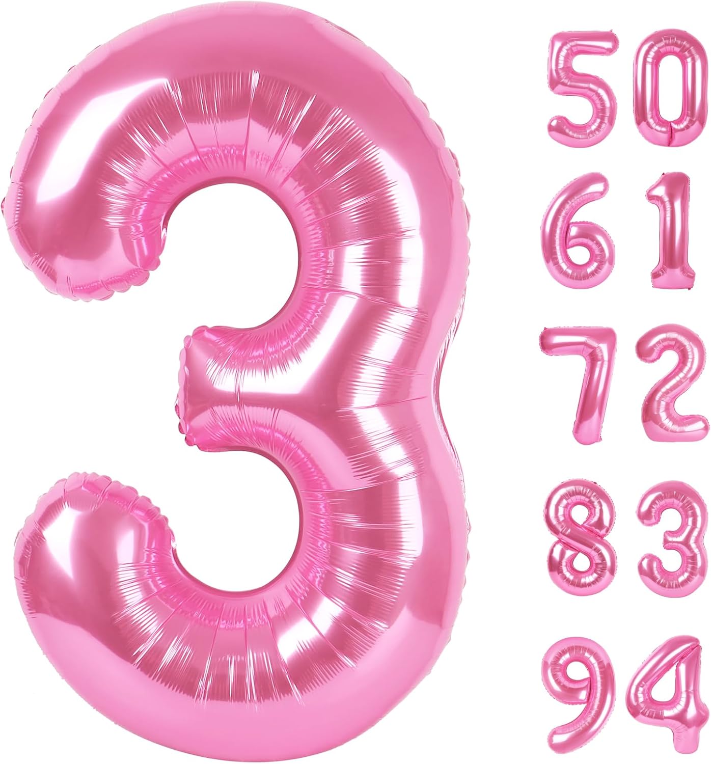 Number 3 Balloon - 40 Inch Pink Birthday Decoration for Kids & Girls' Parties