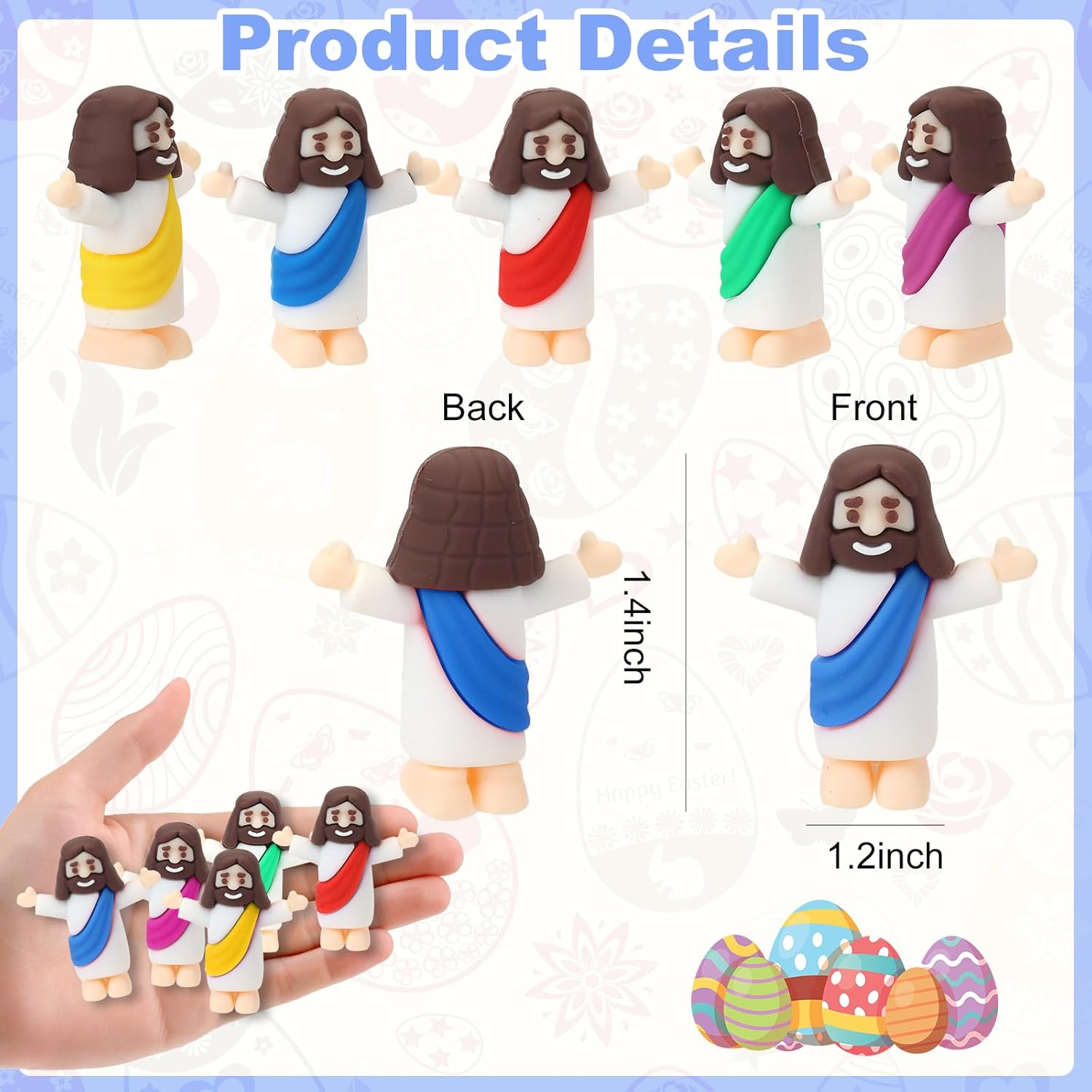 Mini Jesus Figurines by [Brand Name] - 25 Pcs Multi-Color Religious Figures for Baptism & Easter Gifts