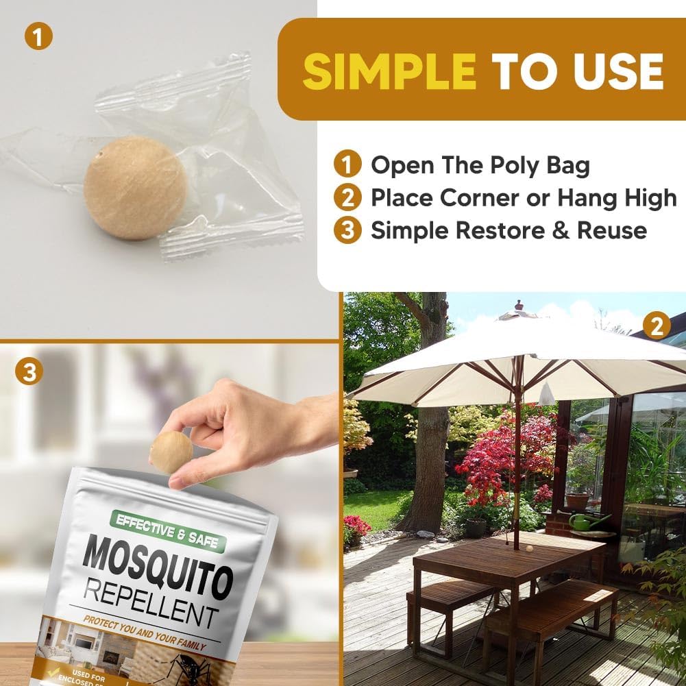 AUDQQM Mosquito Repellent Balls - Effective Outdoor & Indoor Mosquito Control for 60 Days | 8-Pack