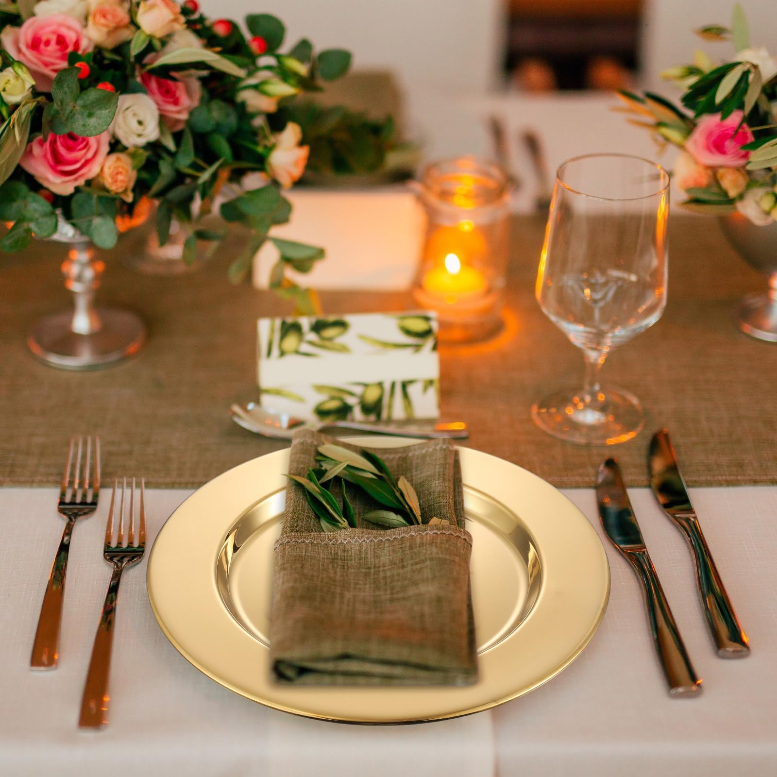 Vesici 12 Pcs Gold Stainless Steel Charger Plates 13 Inch Round Metal Charger Plates Bulk Mirror Elegant Charger Luxury Table Decor for Wedding Dinner Party