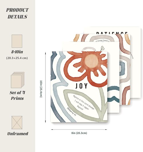 LARTSFRO Jesus Bible Kids Wall Decor - Christian Boho Art Prints | Set of 4 Unframed 10x8 Inch Posters