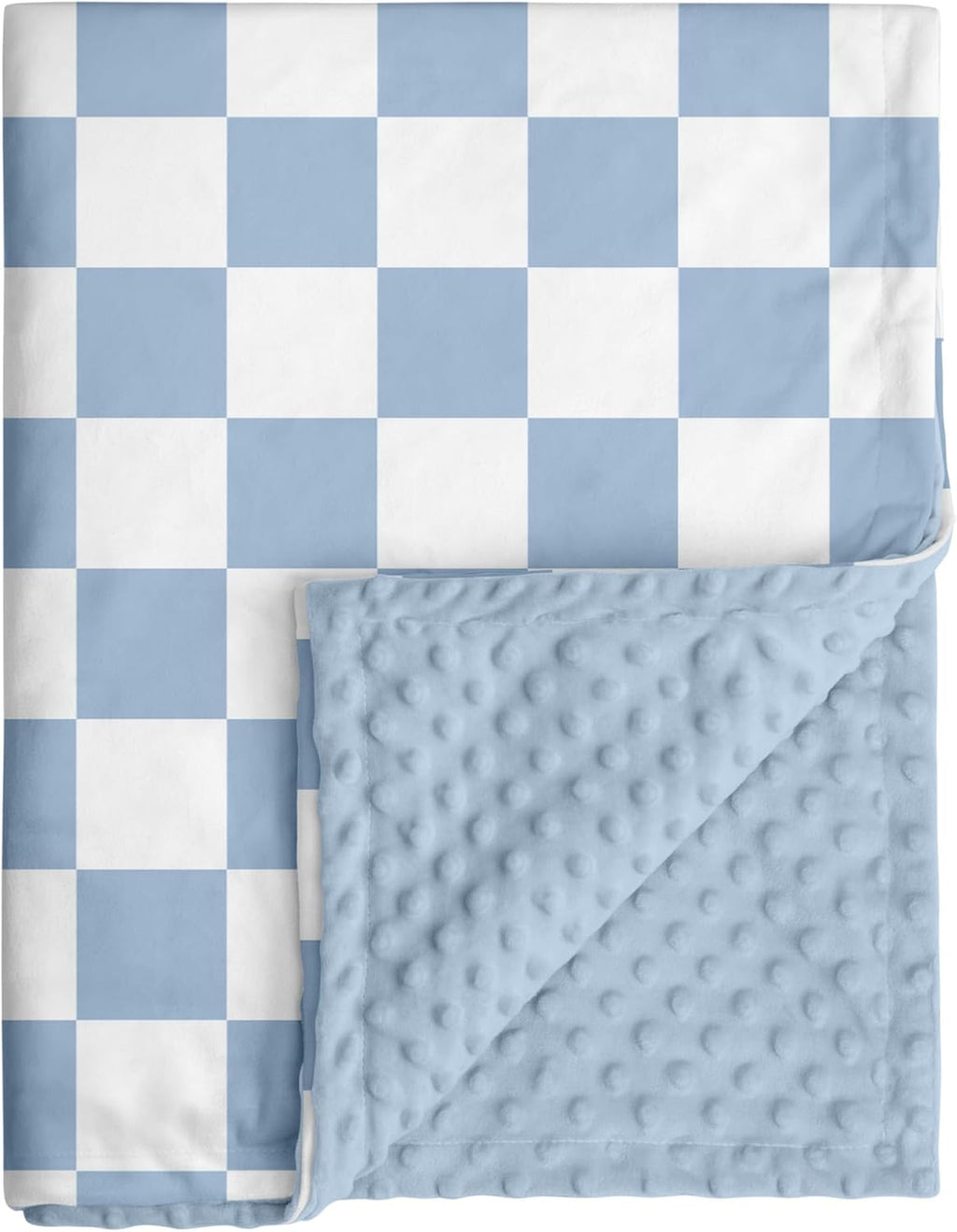Skiennix Checkered Baby Blanket - Cozy Minky Nursery Blanket for Newborns | 30x40 Inches, Blue